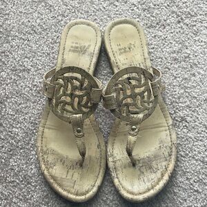 American Eagle Outfitters Gold Cork Sandals